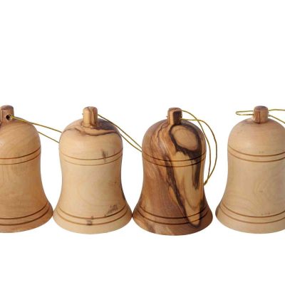 Olive Wood Christmas Bells Ornaments from the Holy Land-0