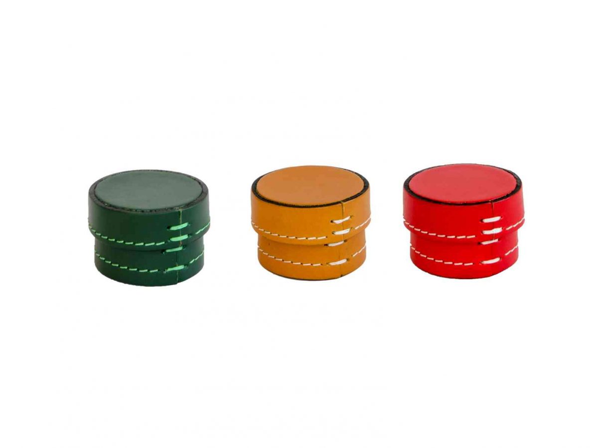 Small Leather Scatole Round Boxes - Handmade in Italy-0