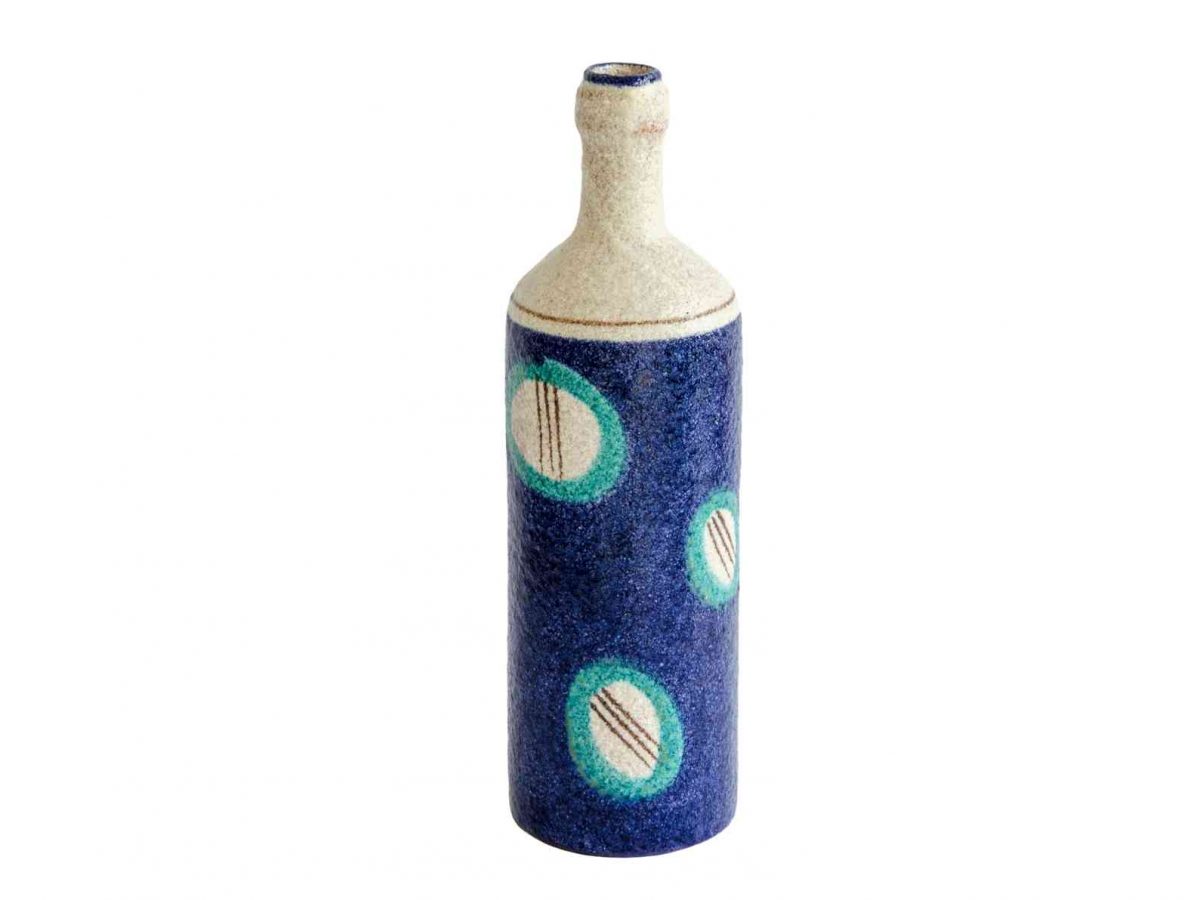 Blue Ceramic Bottle - Handmade in Italy-0