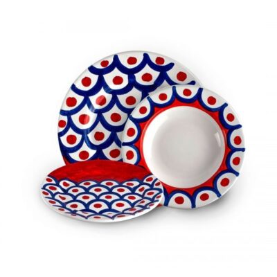Set of Blue and Red Vietri Plates-0